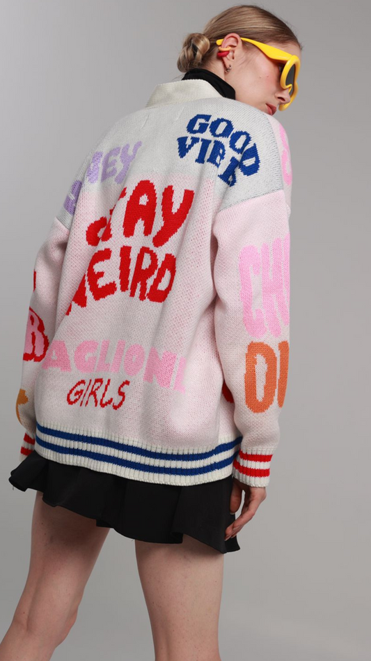 MAGLIONE Cardigan – Maglione Girls – Graphic Slogan