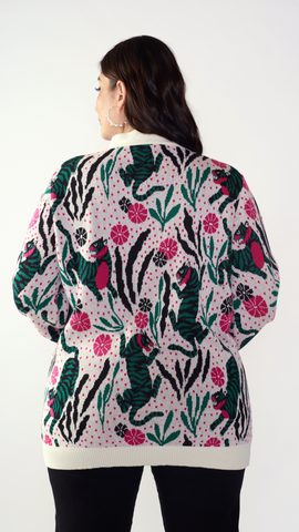 Fiera Jacquard Cardigan – Cream Embroidered