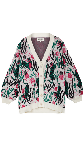 Fiera Jacquard Cardigan – Cream Embroidered