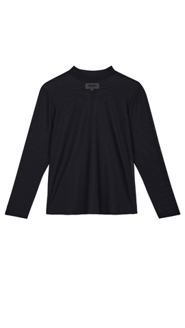 DISCOLA® Mesh Celes Top – Black Semi-Mock Neck