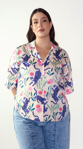 DISCOLA® Fiera Resort Blouse – Cream Print
