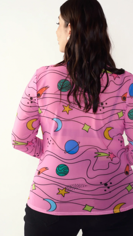 DISCOLA® Mesh Galaxia Top – Fuchsia Print