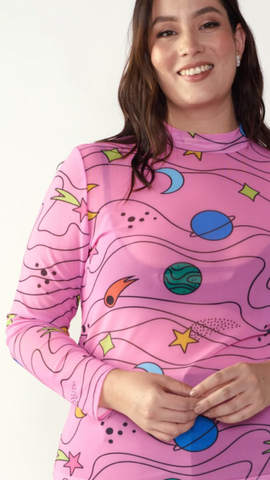 DISCOLA® Mesh Galaxia Top – Fuchsia Print