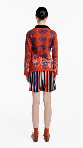 MAGLIONE Polo Knit – Páramo Motif – Rust/Blue