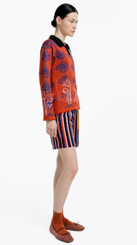 MAGLIONE Polo Knit – Páramo Motif – Rust/Blue
