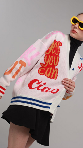 MAGLIONE Cardigan – Maglione Girls – Graphic Slogan