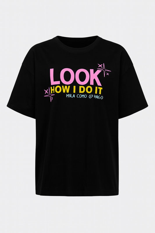 LOOK HOW I DO IT Oversize T-shirt in Black – Plus Size Cotton