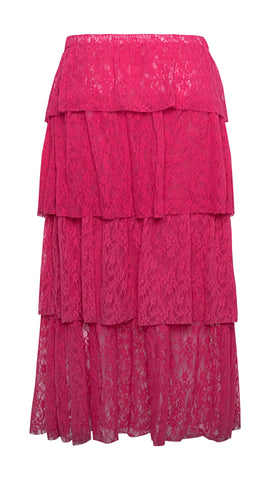 Falda Midi Volantes Fucsia