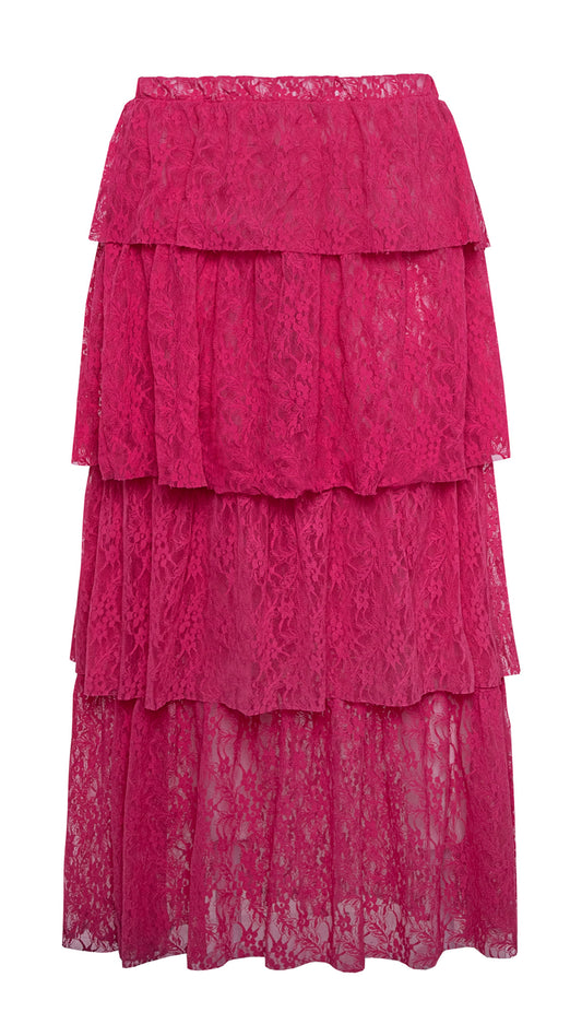 Ruffled Midi Skirt - Fuchsia
