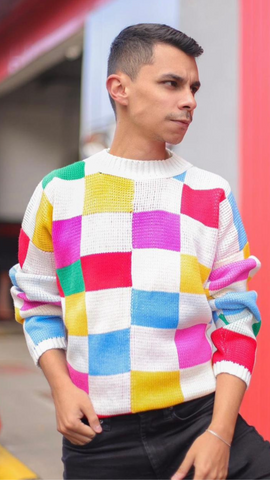 MAGLIONE Sweater – Chess Rainbow – Multicolor Check