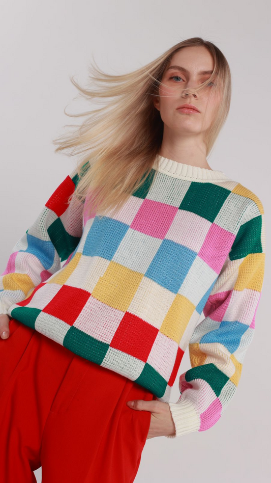 MAGLIONE Sweater – Chess Rainbow – Multicolor Check