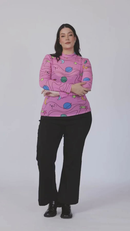 DISCOLA® Mesh Galaxia Top – Fuchsia Print